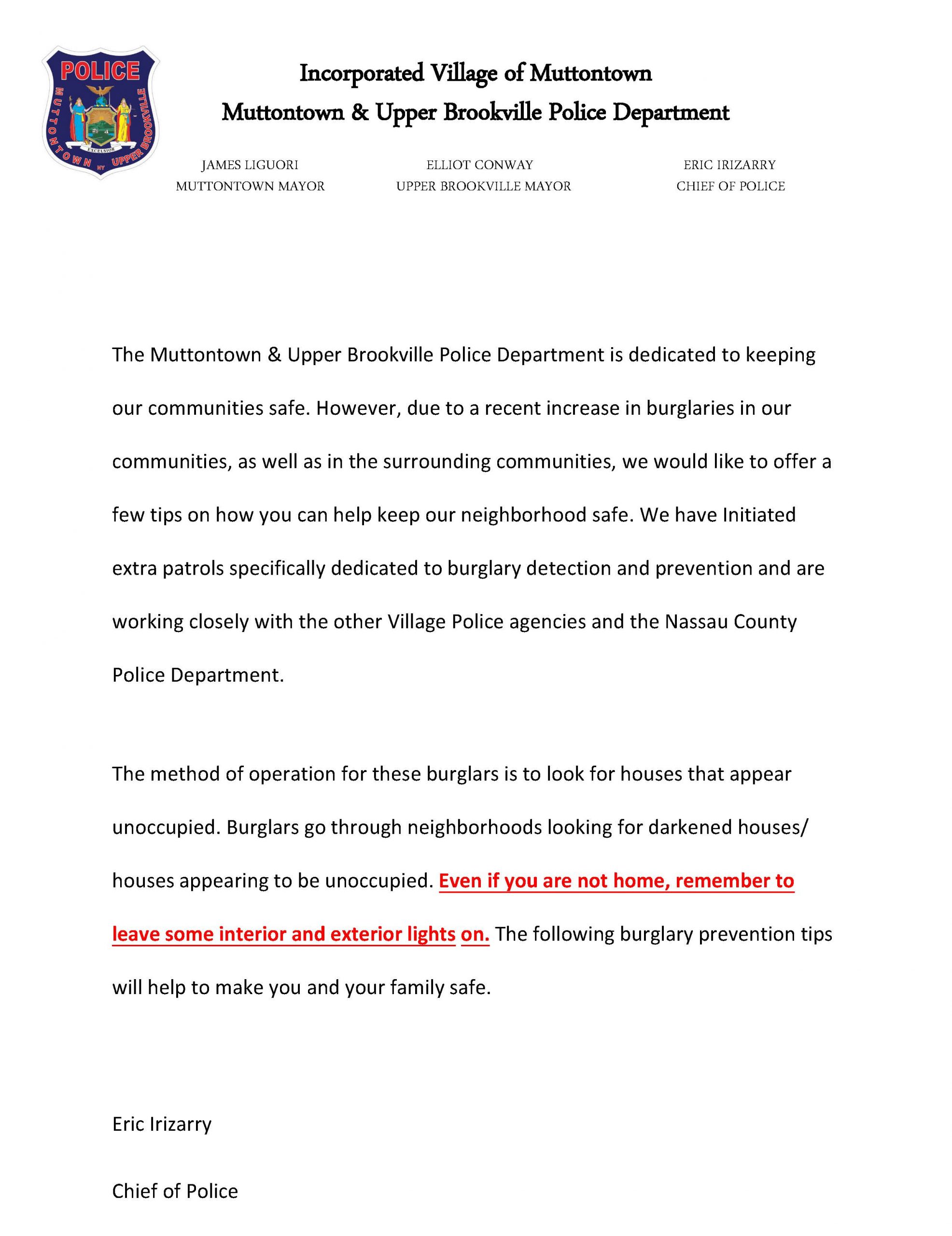 Police Announcement