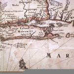 Historic Long Island Map (NOVI BELGICA). Nicholaes Visscher, New Belgium and New England, 1656. (LI Studies Instit., Hofstra Univ.). Film Image.