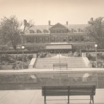 The incredible Gladwood Mansion from the vantage point of the pool.
